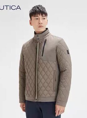 NAUTICA/诺帝卡男装2020秋冬尼龙菱形格半高领厚外套JM0394