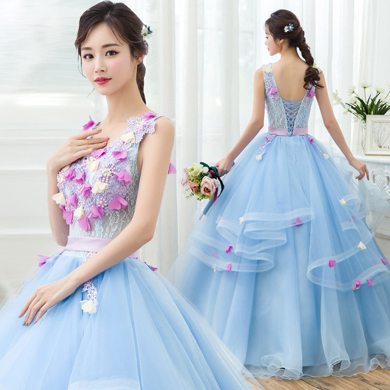新款彩纱礼服独唱影楼服装女主持