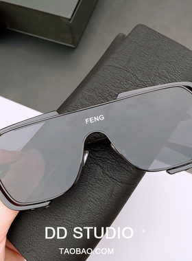 网红INS字母FENG太阳镜连体黑色方形大框圆脸显瘦女墨镜男复古潮