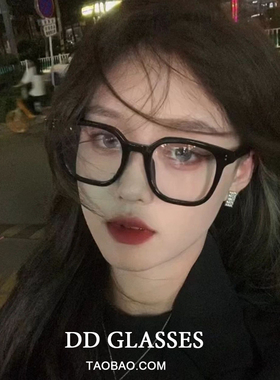 INS新款网红素颜防蓝光眼镜框女经典方框平光镜情侣黑框眼镜架潮