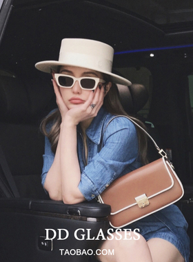 周扬青同款墨镜女高级感ins圆脸欧美开车专用防晒白色框太阳眼镜