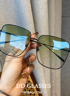 华晨宇同款近视太阳镜男潮 渐变牛油果绿开车墨镜大框四方眼镜女