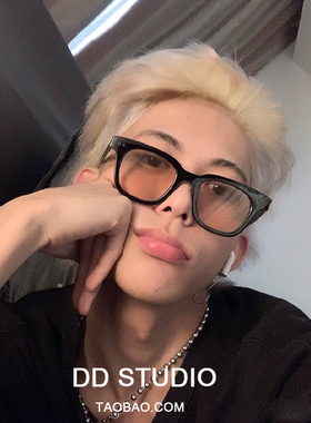 GD权志龙TOP同款红色黄色太阳眼镜情侣V字夏季休闲男女黑框墨镜潮