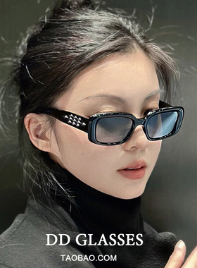 2025新款方形黑色猫眼墨镜女圆脸高级感美式复古辣妹太阳眼镜防晒