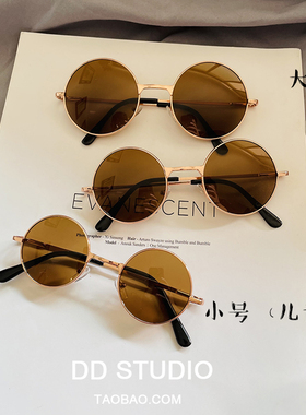 新郎伴郎团兄弟团复古圆形太子镜男女儿童太阳镜宝宝眼镜遮阳墨镜