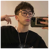 近视眼镜男费启鸣同款 防蓝光平光可配度数女方形黑框素颜眼镜框架