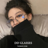 复古TR双梁素颜方形超大框防蓝光配近视有度数网红小红书豹纹眼镜