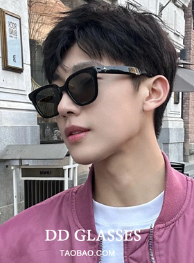 gm男士墨镜韩版方框大脸显瘦偏光防紫外线近视太阳镜女高级感眼镜