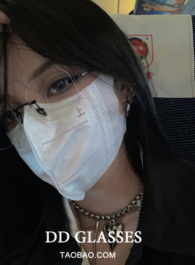 INS同款无边框近视眼镜女网上可配有度数大脸显瘦眼睛框镜架女潮