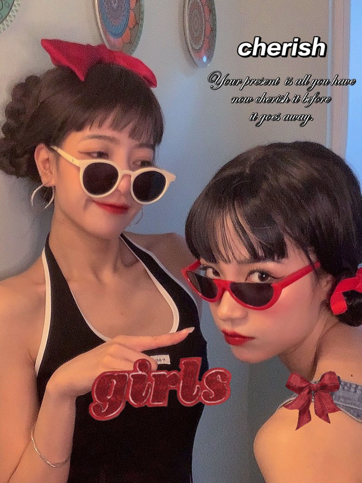 网红墨镜少女ins太阳镜 复古搞怪可爱大脸街拍酷闺蜜合拍生日派对