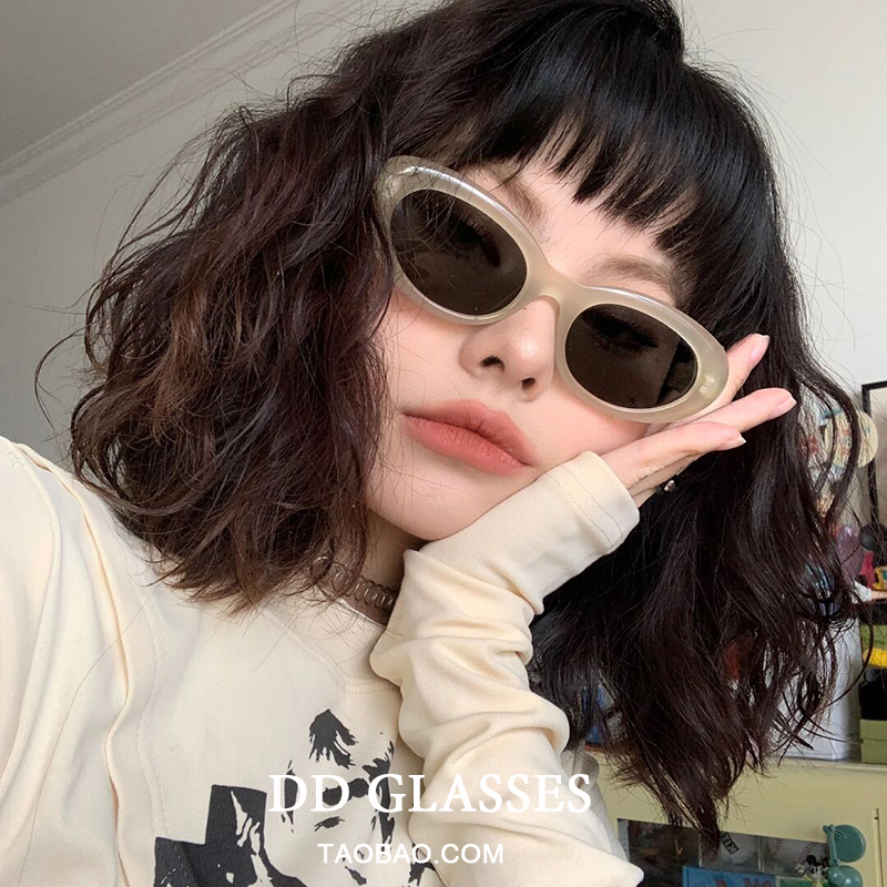 猫眼椭圆框辣妹小脸黄色太阳眼镜女高级感ins防晒墨镜圆脸显脸小