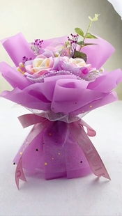 成品丝带玫瑰花束永生花仿真玫瑰花送朋友生日礼物情人节手工花束