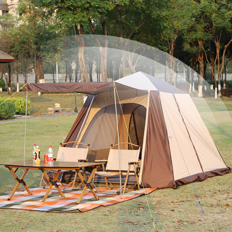 帐篷户外3-4人便携式折叠装备野营加厚防雨速开家庭公园露营帐　