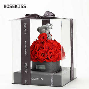 ROSEKISS永生花玫瑰抱抱桶花束结婚七夕情人节礼物送女友生日礼品