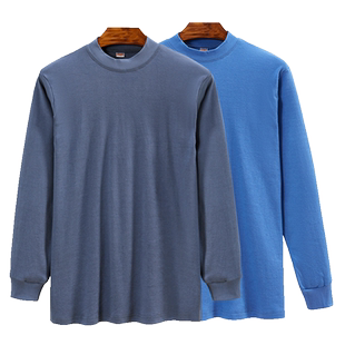 中老年人秋衣男纯棉单件上衣内穿男士保暖内衣宽松爸爸打底棉毛衫