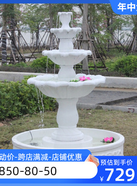 欧式大型假山招财流水婚庆影楼道具花园别墅鱼池喷水景观喷泉摆件