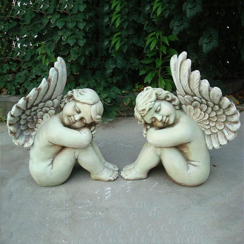 欧式玻璃钢人物雕塑艺术品客厅户外落地橱窗摆设美梦睡觉小天使