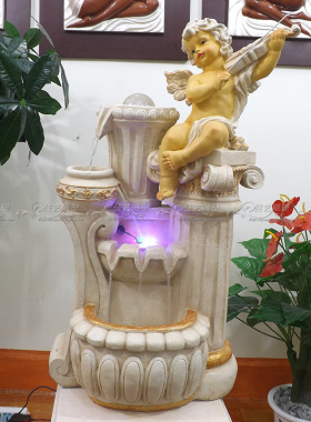 玻璃钢天使流水加湿喷泉工艺品
