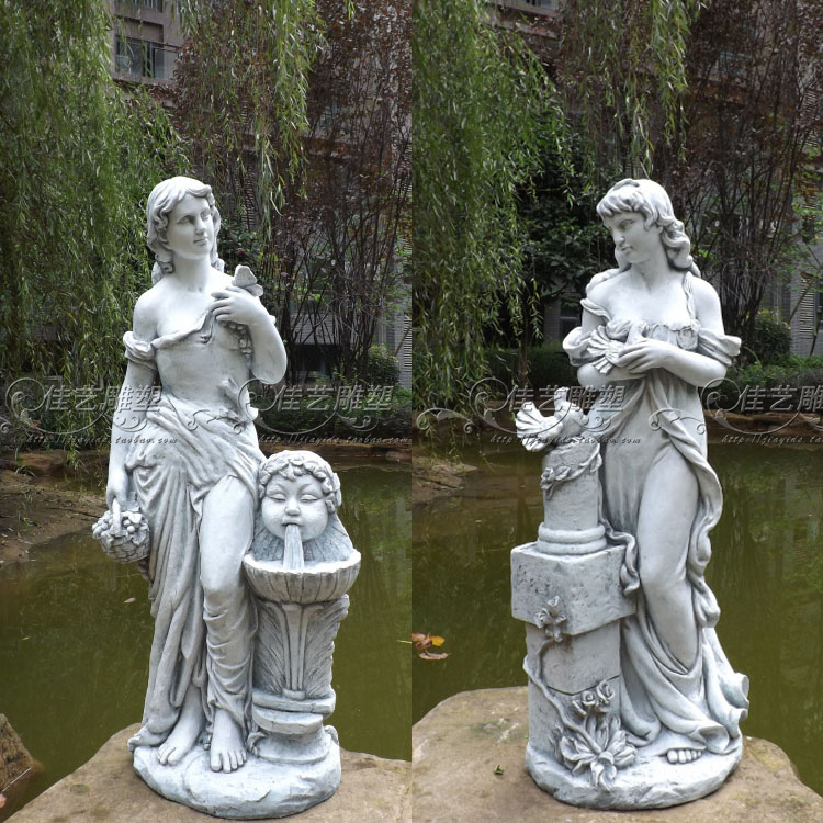 欧式玻璃钢人物雕像装饰品家居客厅户外花园落地摆设和平鸽仕女