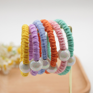 皮筋头绳直径约5厘米马尾可爱发圈扎头发珠子镜面橡皮筋发绳饰品