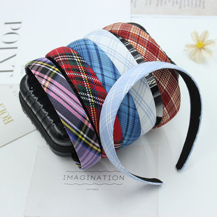 发箍女格子布艺防滑格纹头箍发饰洗脸发卡发带女压发布发捆头饰品