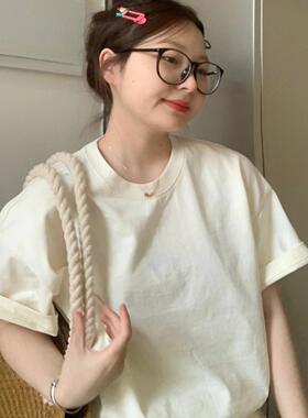 纯棉重磅300g短袖t恤男女同款打底衫夏季新款宽松百搭体恤上衣潮