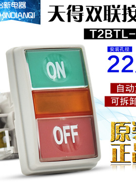 正品台湾原装 天得22厘双联按钮开关T2BTL-1C双键按钮日字开关