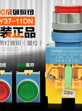 森奥按钮开关LAY37-11DN(Y090-11DN)凸头复位带灯按钮AC220 DC24V