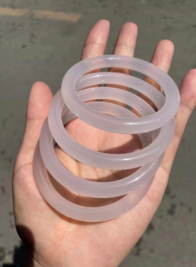 纯天然荔枝冻玉髓手镯透白色玛瑙手环8m复古圆条圈口齐全女促销