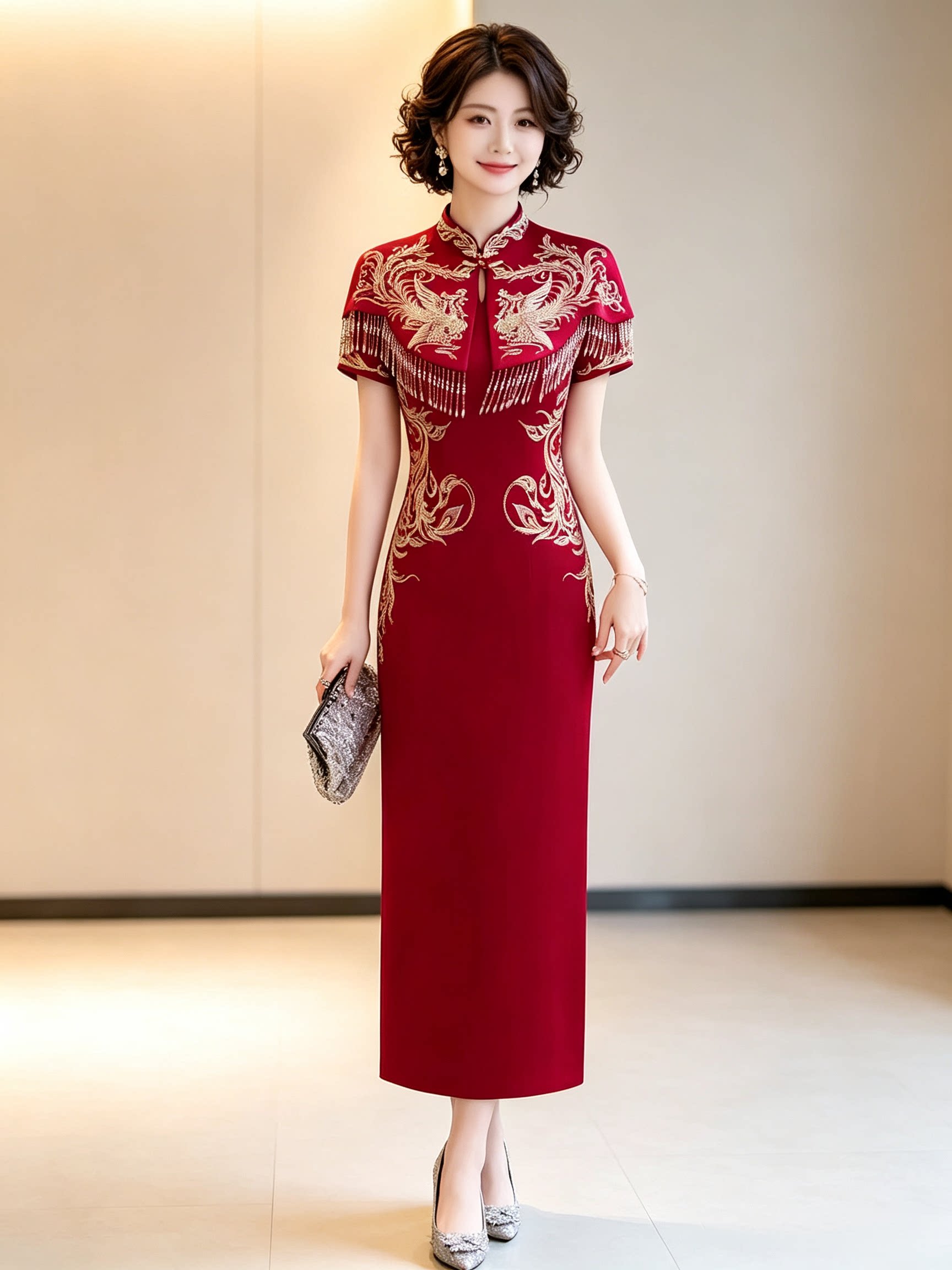 高定轻奢重工刺绣喜妈妈礼服端庄大气优雅气质宴会新娘敬酒服