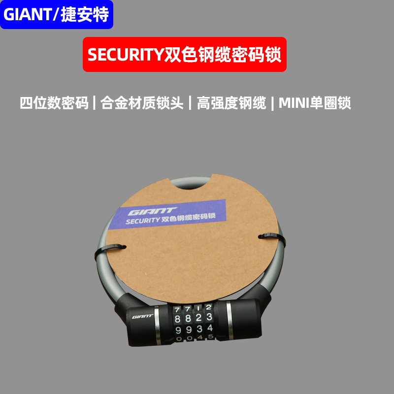 GIANT捷安特SECURITY双色钢缆密码锁山地车公路车密码锁骑行配件