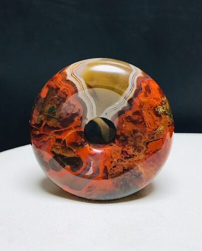 天然战国红玛瑙高冰特色平安扣吊坠饰品挂件29.8*8.8mm