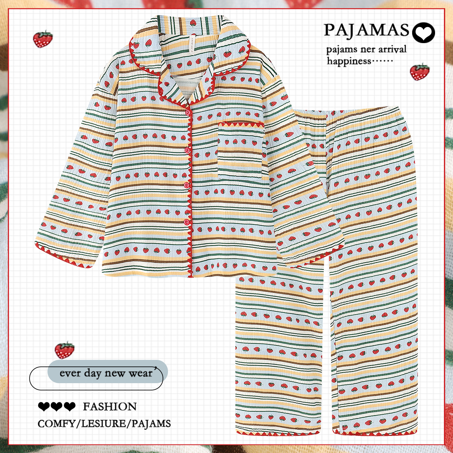 2025新款韩版ins睡衣女春秋款纯棉纱布长袖可外穿家居服套装秋季