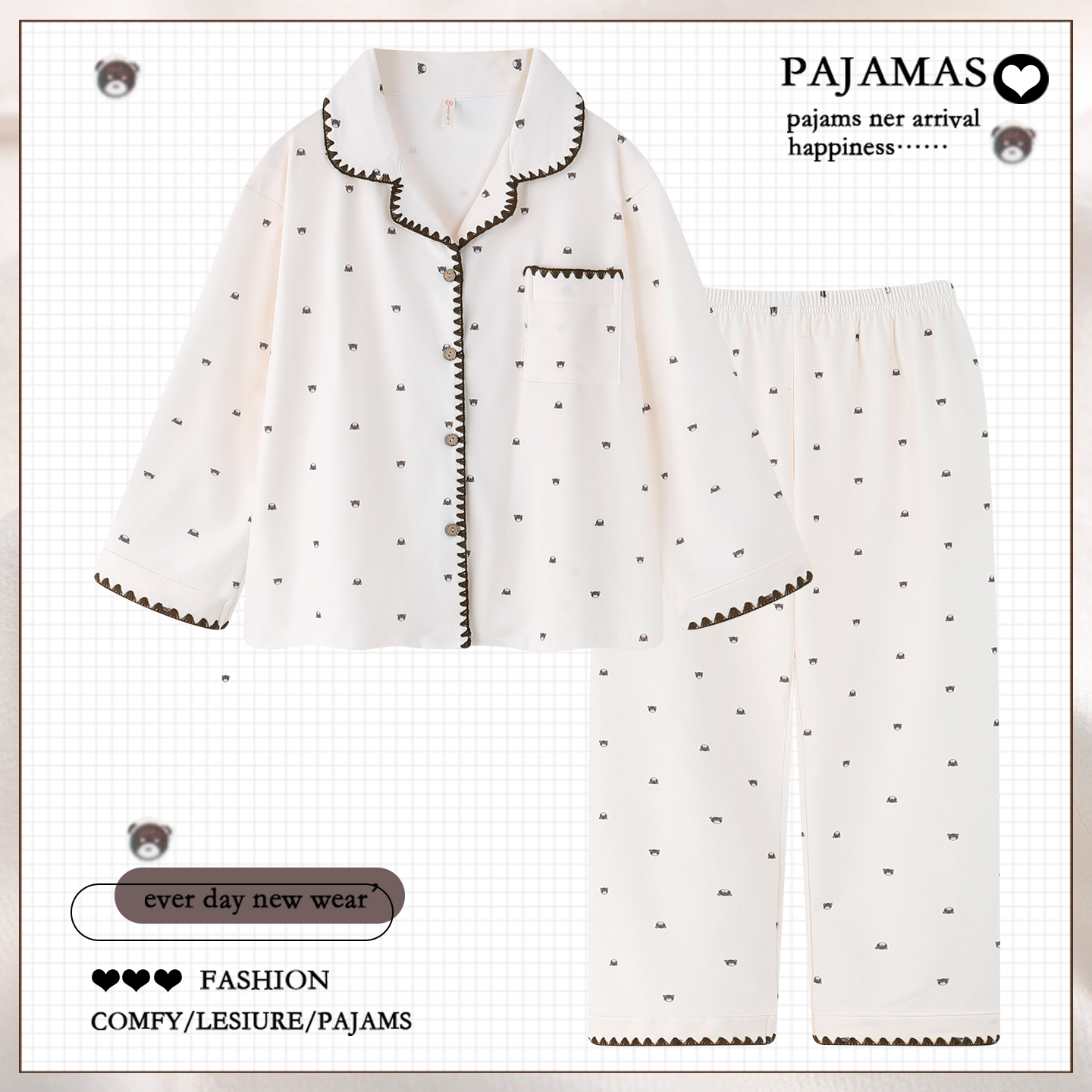 韩版ins德绒睡衣女春秋款长袖加厚保暖薄绒可外穿家居服套装秋冬