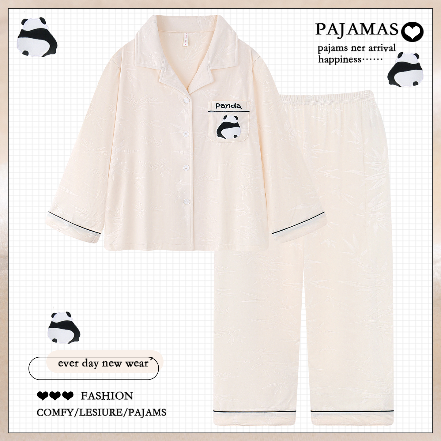 2025新款卡通熊猫德绒睡衣女款秋冬季加厚保暖薄绒家居服套装冬天