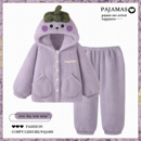 2025新款可爱卡通珊瑚绒睡衣女秋冬季加绒加厚保暖家居服套装冬天