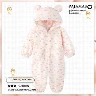 加绒加厚可爱连体法兰绒家居服 秋冬季 2025新款 卡通珊瑚绒睡衣女款