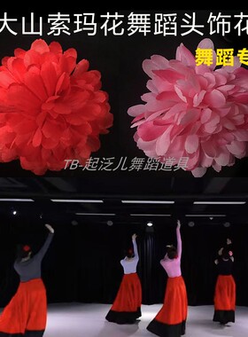 大山索玛花舞蹈头戴花红色花朵头花头饰发饰高级感红色表演出假花