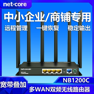 智能穿墙 电信移动联通宽带叠加6天线 无线WIFI双频5G办公 磊科企业路由器NB1200C多WAN端口商铺微信管理认证