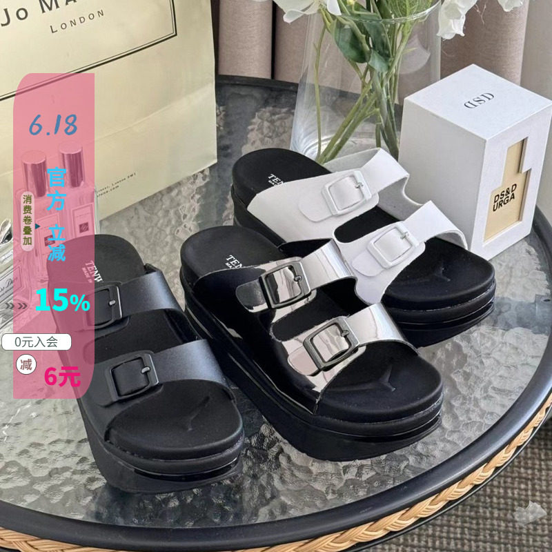坡跟增高皮带扣好穿轻便凉拖