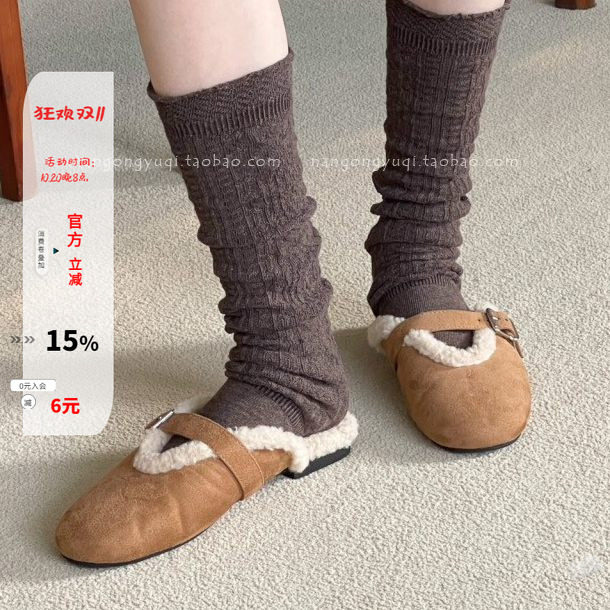 加绒平底皮带扣半拖棉拖