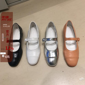 韩国东大门女鞋 2021春夏新款 银色复古圆头玛丽珍小单鞋 现 浅飘鞋