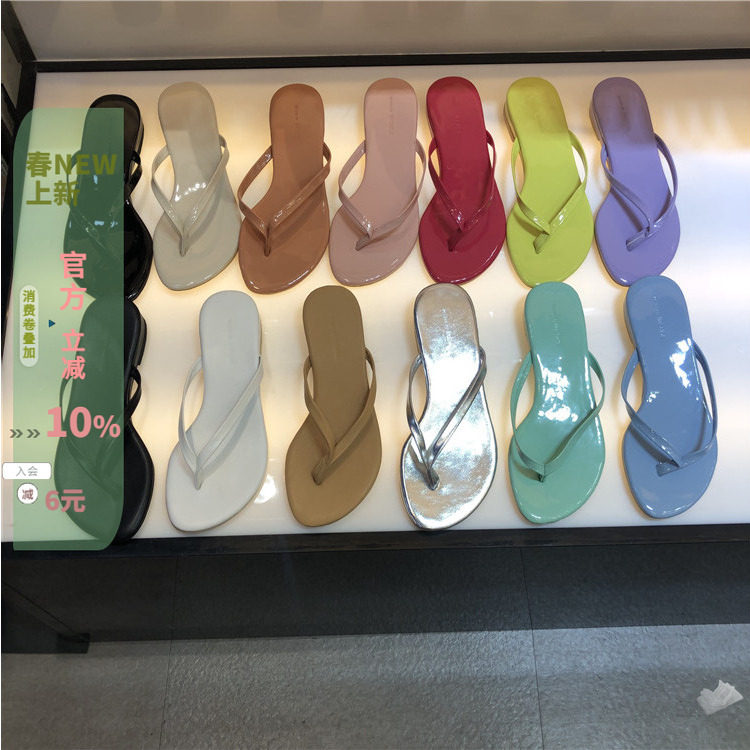 2023夏韩国东大门女鞋韩版简约糖果色百搭小坡跟夹趾人字拖沙滩拖