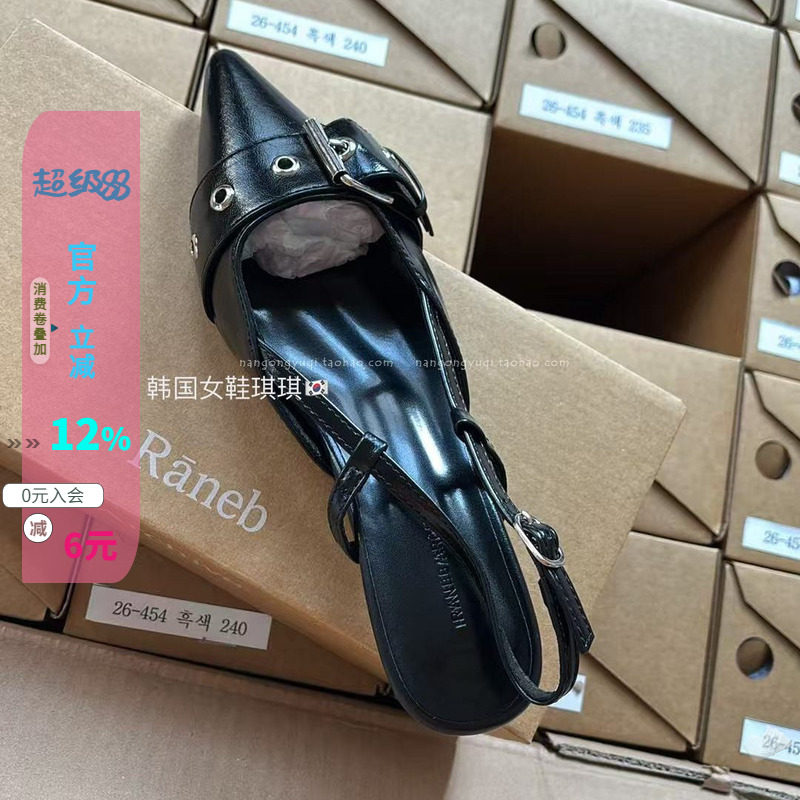 皮带扣后空猫跟好穿单鞋