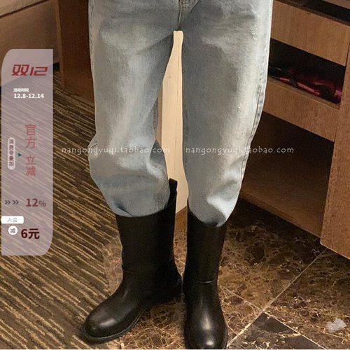 英伦复古休闲套筒中筒靴骑士靴