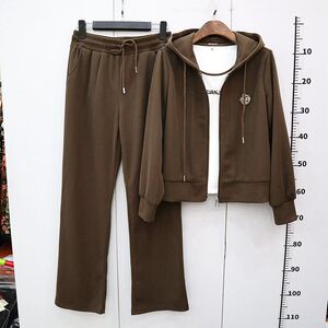 元吉服饰23B-08休闲运动套装女2023秋款长袖开衫外套长裤三件套裤