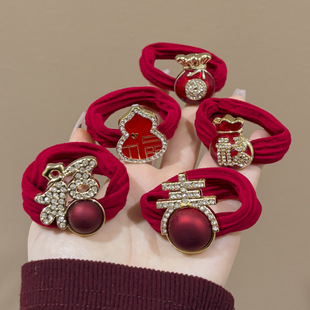 2026新年本命年头绳发圈中国红女童发绳皮筋春节喜庆过年饰品皮筋