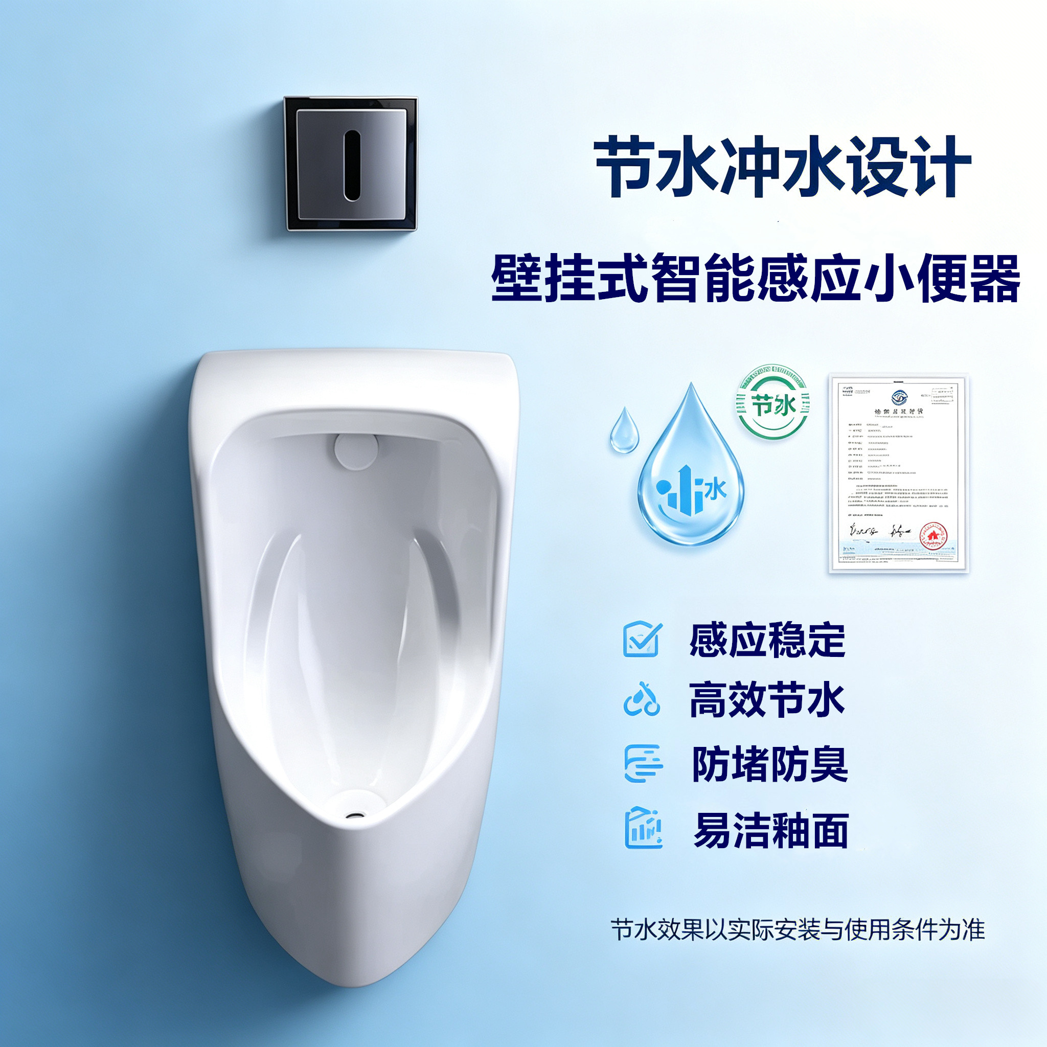 小便器挂墙式节水防臭卫生间男士