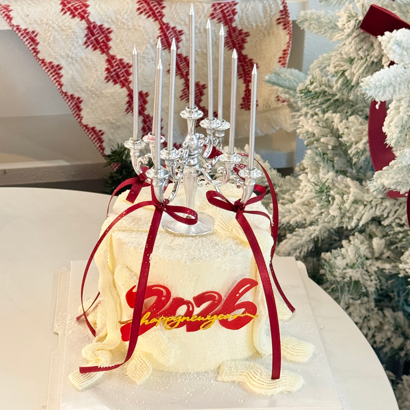 网红跨年烛台蛋糕装饰摆件2026新年快乐亚克力插牌马年装扮插牌