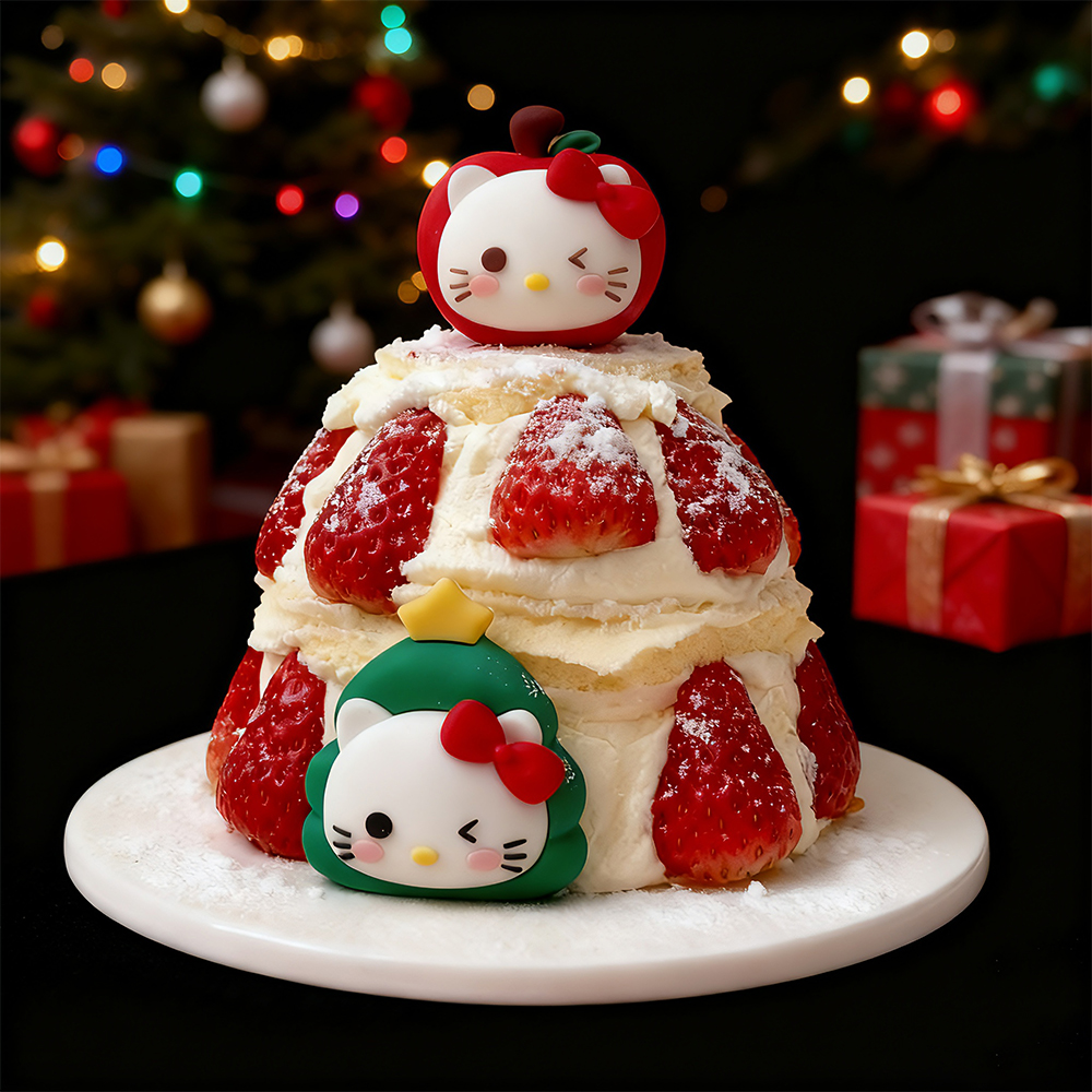 2026圣诞节卡通kt猫蛋糕装饰摆件可爱hellokitty跨年甜品烘焙插件